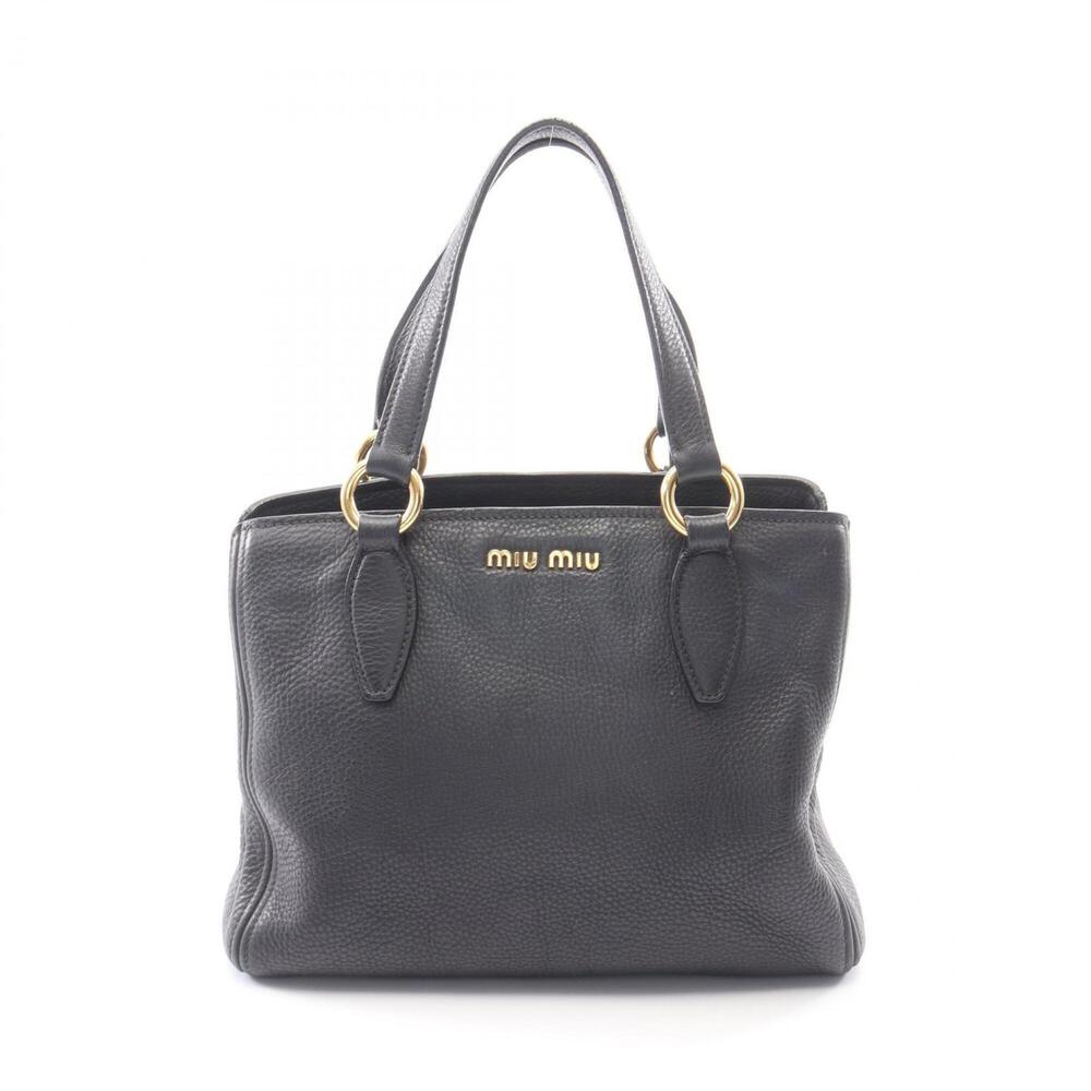 Miu Miu Miu Tote Bag Handbag Leather Women's Black